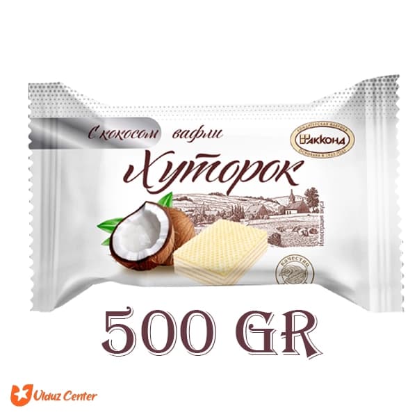 ویفر روسی آکوند مدل khutorok با طعم نارگیل 500 گرم