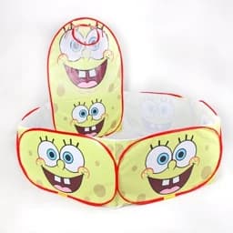 استخر توپ کودک فنری النا سایز صد و بیست در صد و چهل سانت با حلقه بسکتبال پارچه ضخیم بنری طرح باب اسفنجی — تصویر ۴