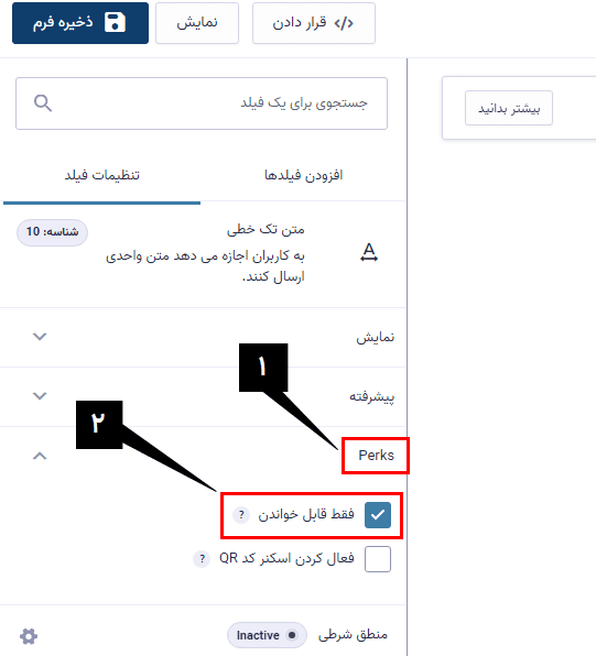 افزونه فقط خواندنی کردن فیلدهای گرویتی فرمز | Gravity Perks Read Only — تصویر ۳