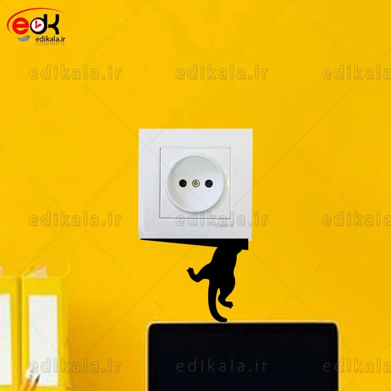 استیکر کلید پریز برجسته طرح گربه شماره 4 در جنس های مختلف انتخابی+فایل کورل — تصویر ۲