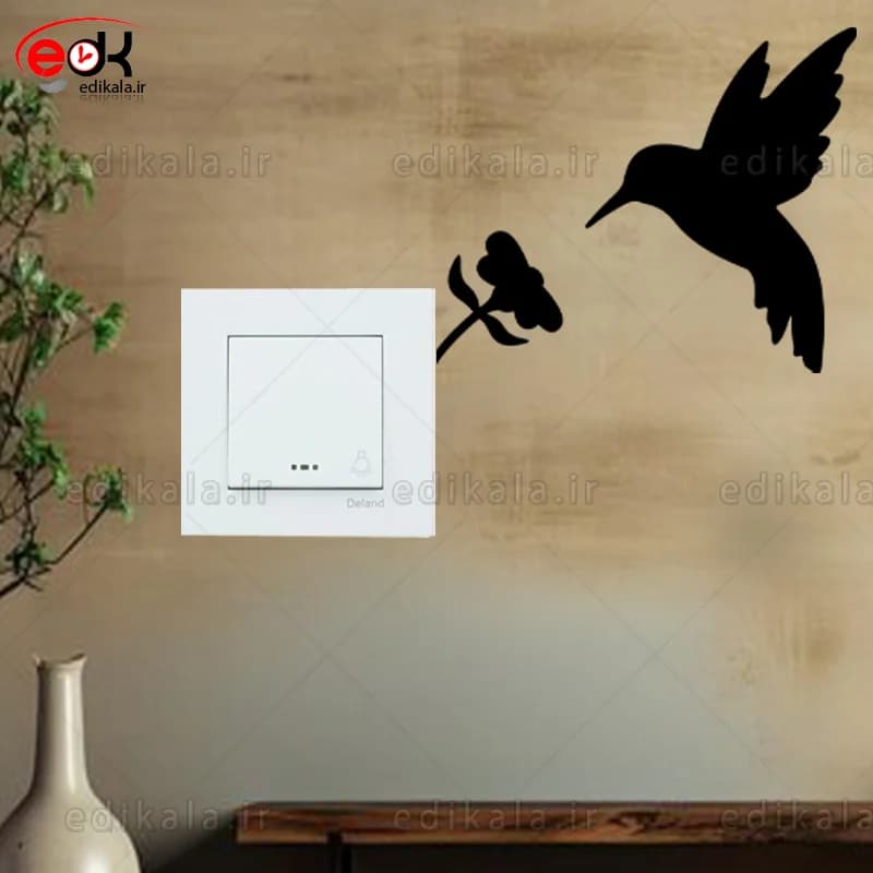 استیکر کلید پریز برجسته طرح پرنده و گل شماره 1 در جنس های مختلف انتخابی+فایل کورل