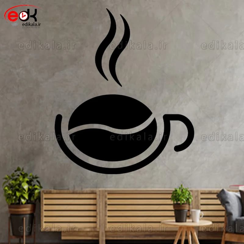 آینه دکوراتیو طرح فنجان قهوه شماره 6 در پنج رنگ و ابعاد انتخابی+فایل کورل