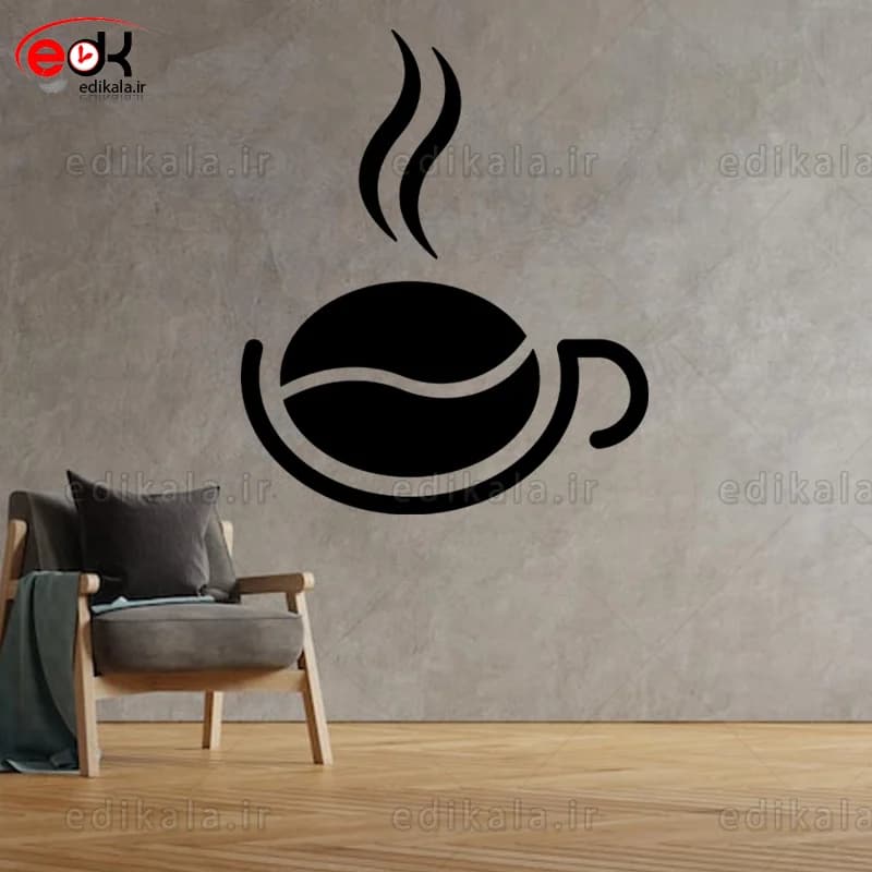 آینه دکوراتیو طرح فنجان قهوه شماره 6 در پنج رنگ و ابعاد انتخابی+فایل کورل — تصویر ۲