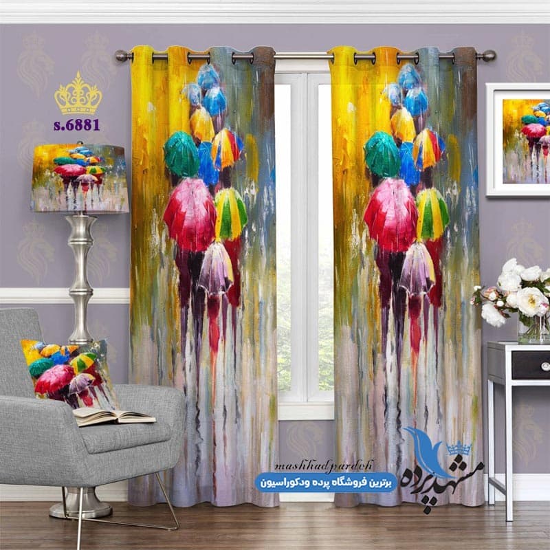 پرده پانچ فانتزی طرح نقاشی آبرنگی کد S6881