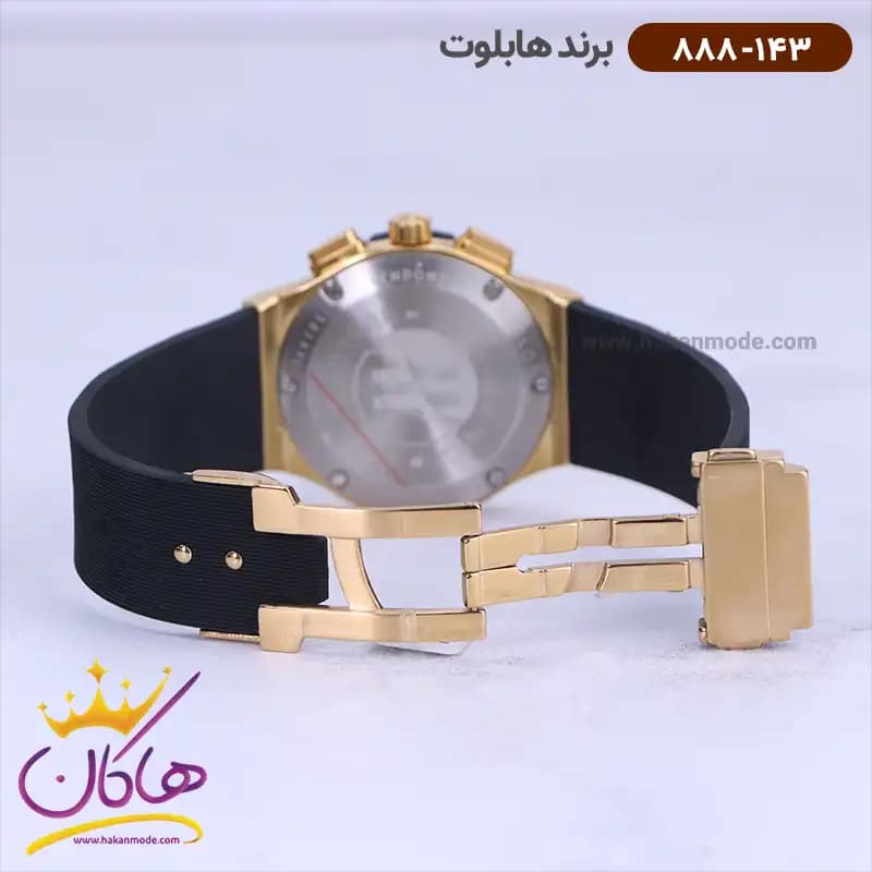 ساعت هابلوت زنانه کرنوگراف بند رابر مشکی 888/143 — تصویر ۲