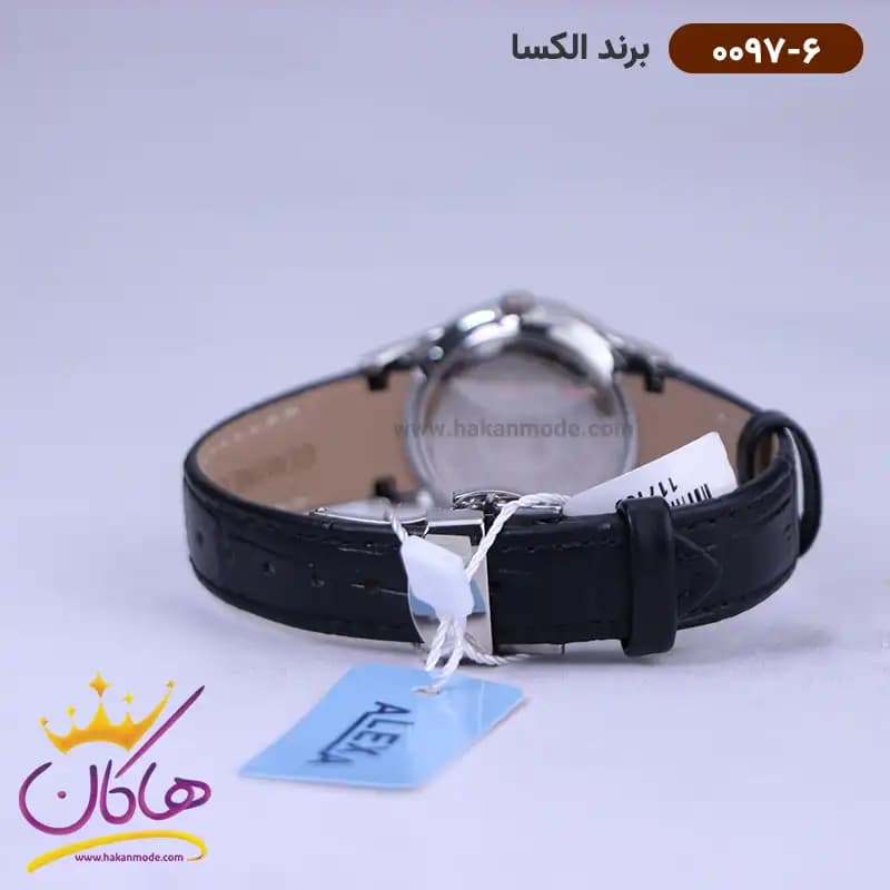 ساعت الکسا زنانه بند چرم مشکی قاب نقره ای 0097/6 — تصویر ۳