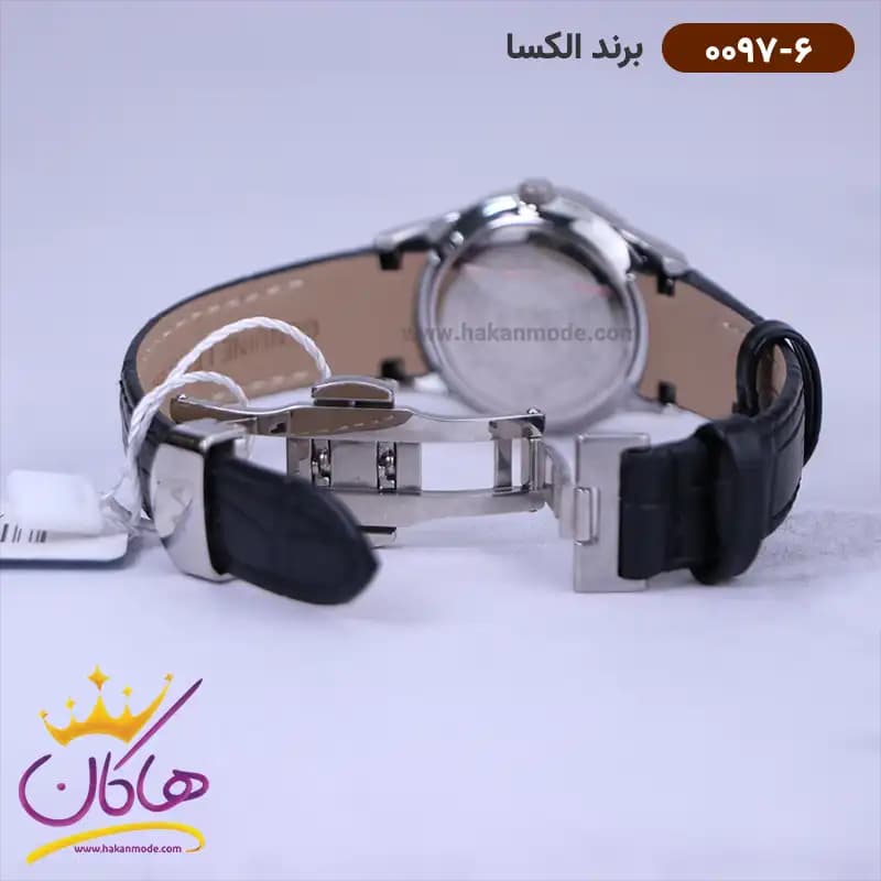 ساعت الکسا زنانه بند چرم مشکی قاب نقره ای 0097/6 — تصویر ۲