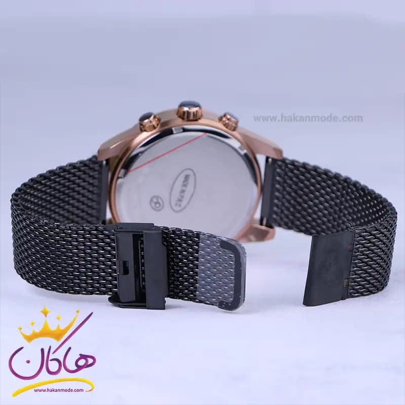 ساعت جی جی پولو مردانه فلزی بند حصیری مشکی 4064/4 — تصویر ۲