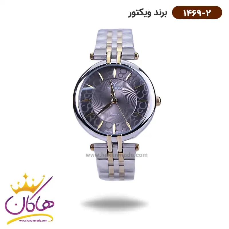 ساعت ویکتور زنانه فلزی نقره ای طلایی 1469/2