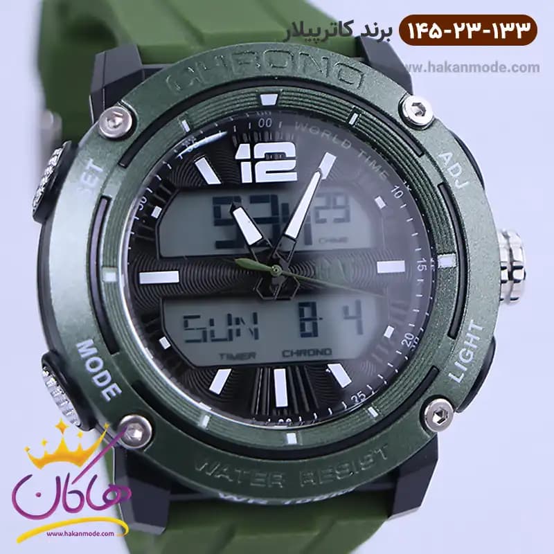 ساعت کاترپیلار مردانه بند رابر سبز دو زمانه MF.145.23.133 — تصویر ۲