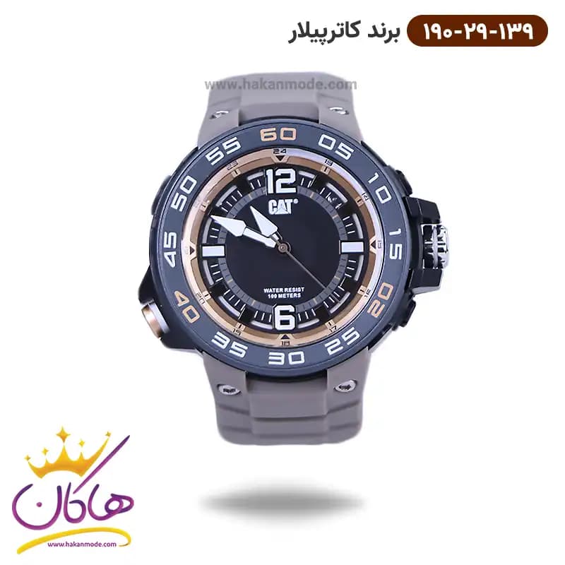 ساعت کاترپیلار مردانه بند رابر خاکستری P3.190.29.139