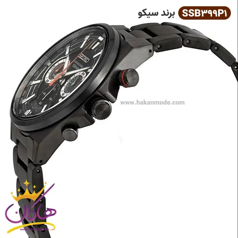 ساعت سیکو مردانه بند فلزی کرنوگراف مشکی SSB399P1 — تصویر ۳