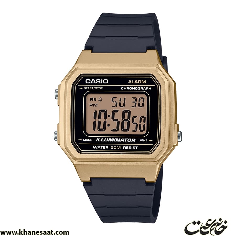 ساعت کاسیو مردانه رابر قاب طلایی دیجیتال W-217HM-9AVDF — تصویر ۳