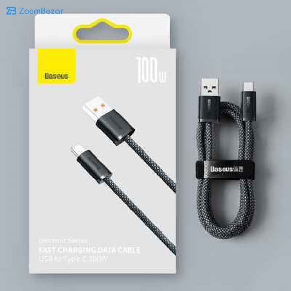 کابل تبدیل USB به USB-C بیسوس مدل Dynamic Series 100W طول 1 متر — تصویر ۳