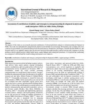 دانلود کتاب Assessment of contributions of policies and strategies to entrepreneurship development in micro and small enterprises (MSEs) in Addis…