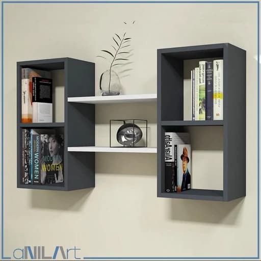 شلف و قفسه دکوری دیواری طرح کتابخانه تزئینی مبلمان اورلین مدل 964146