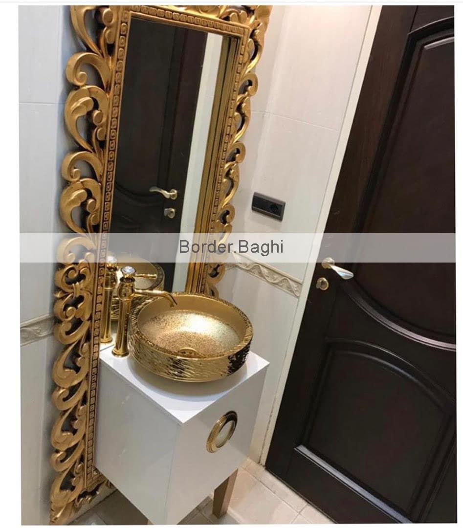 کابین روشویی مدل بردر مایا قدی سفید طلایی