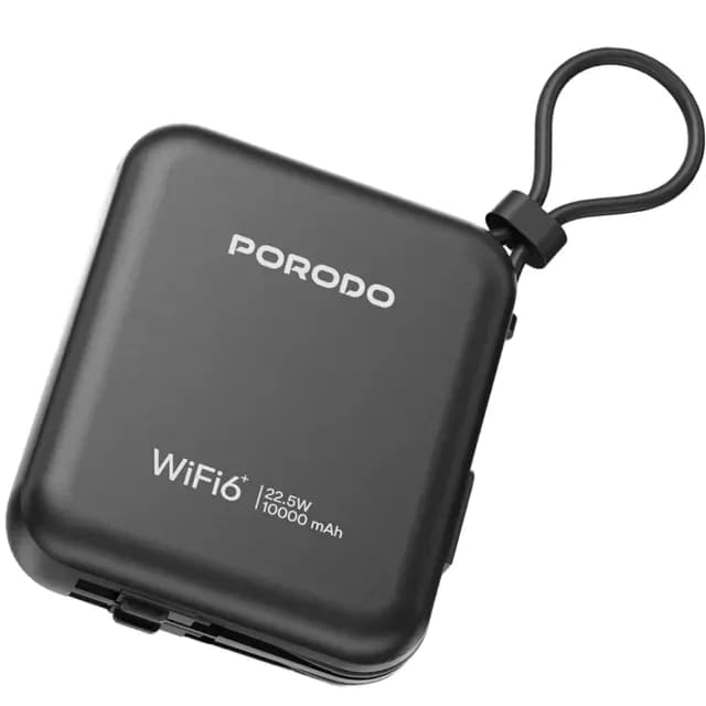 مودم همراه 4G LTE و پاوربانک 10000 میلیآمپرساعت پورودو مدل Porodo PD-PBFCH064-BK