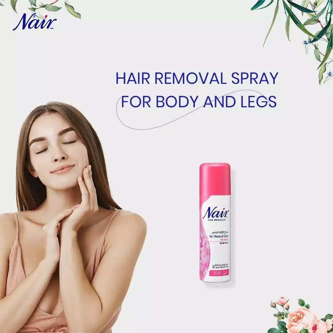 اسپری موبر نیر با رایحه گل رز 200 میل Nair Hair Remover Rose Fragrance Spray — تصویر ۳