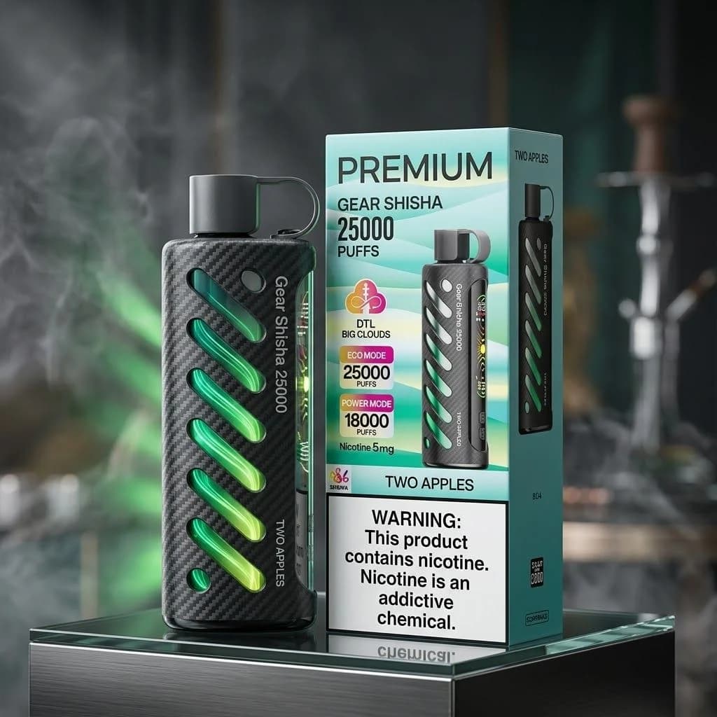 پاد یکبارمصرف وزول مدل Gear Shisha 25000 | صفحه رنگی ۲.۱ اینچ، صدای تعاملی و ۲۵۰۰۰ پاف — تصویر ۵