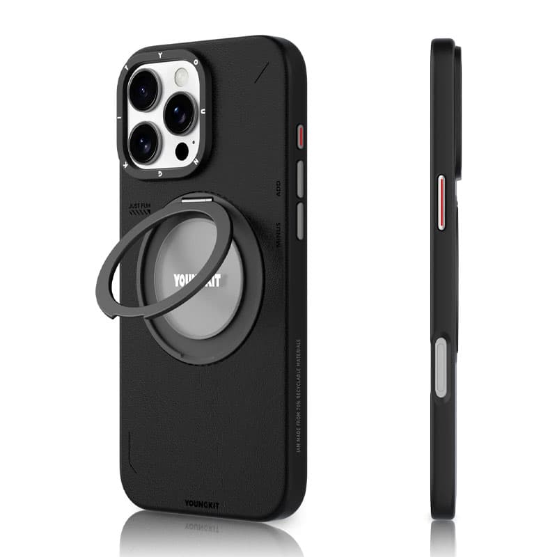 قاب آیفون 16 پرو مکس یانگ کیت Leather 360° Spin Magnetic Stand — تصویر ۲