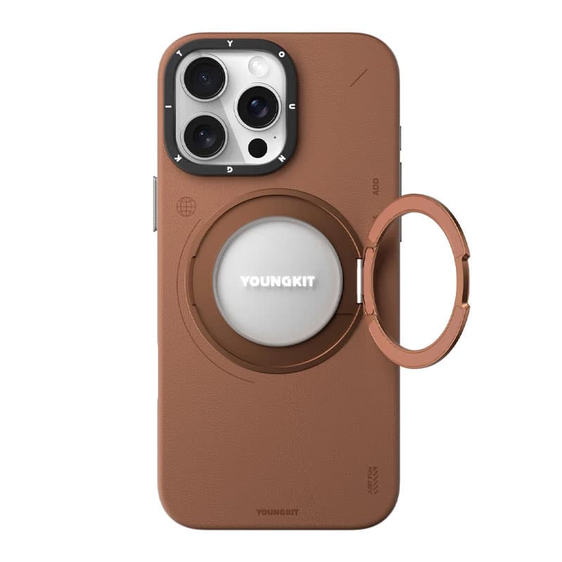 قاب آیفون 16 پرو مکس یانگ کیت Leather 360° Spin Magnetic Stand — تصویر ۶