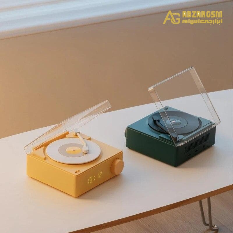 اسپیکر بلوتوثی طرح گرامافون سبز مدل Round-X11 — تصویر ۴