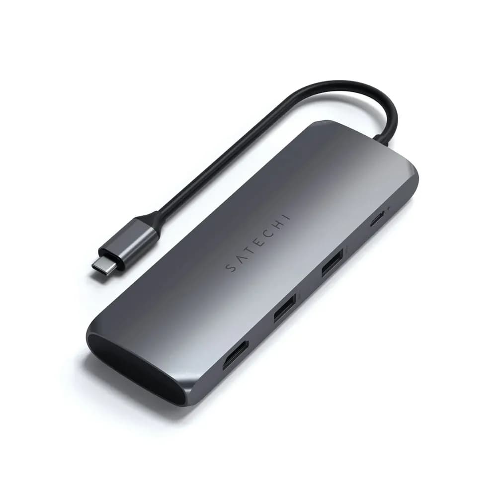هاب ۴ پورت ساتچی مدل Satechi 4in1 USB-C Hybrid W/SS Enclosure رنگ طوسی — تصویر ۲