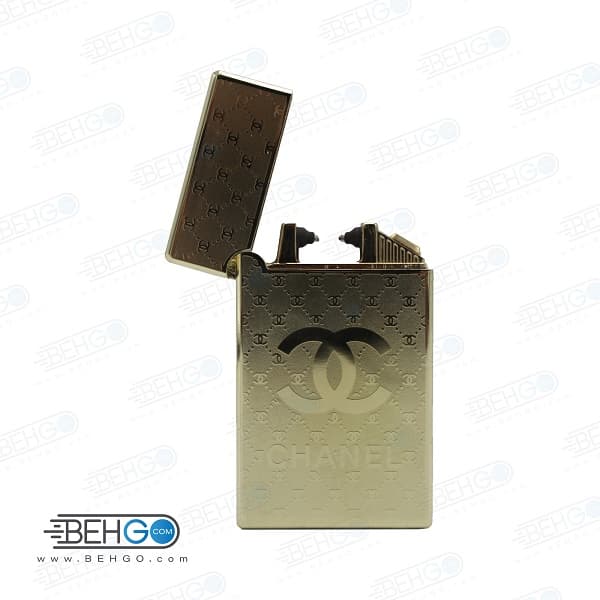 فندک رعد و برقی الکتریکی طرح چنل طلایی Electronic Cigarette Lighter — تصویر ۴