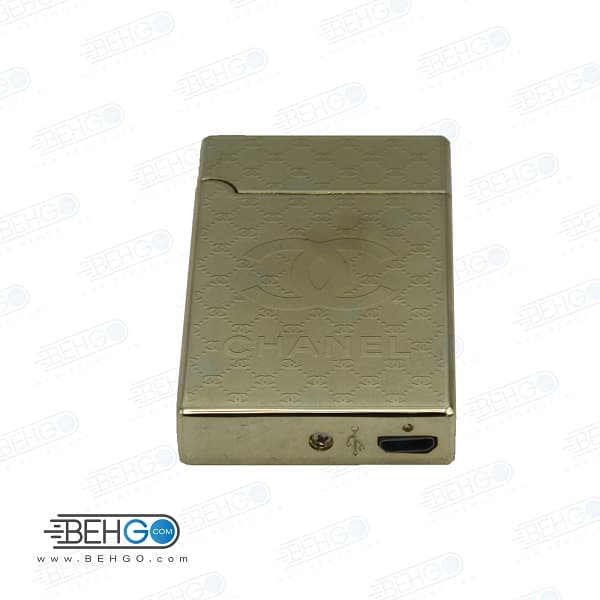 فندک رعد و برقی الکتریکی طرح چنل طلایی Electronic Cigarette Lighter — تصویر ۶