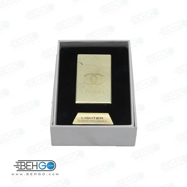 فندک رعد و برقی الکتریکی طرح چنل طلایی Electronic Cigarette Lighter — تصویر ۵