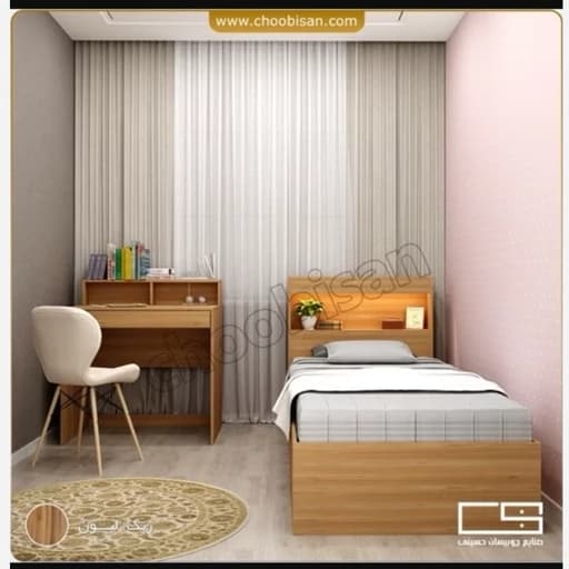 تخت خواب یک نفره همراه با میز تحریر BL00127 مبلمان فرنا مدل 1141633
