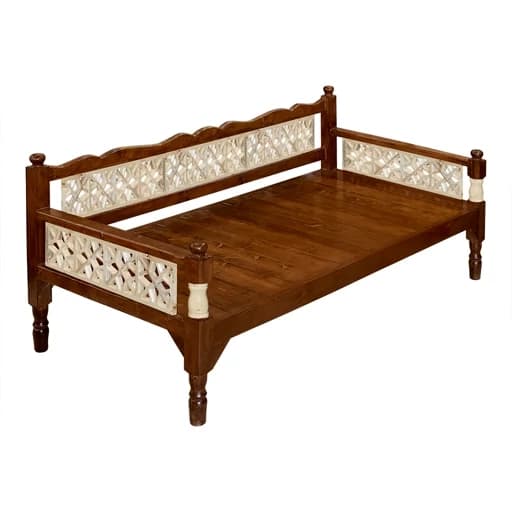 تخت سنتی طرح گره چین چوب روسی دو رنگ مبلمان فرنا مدل 1141610