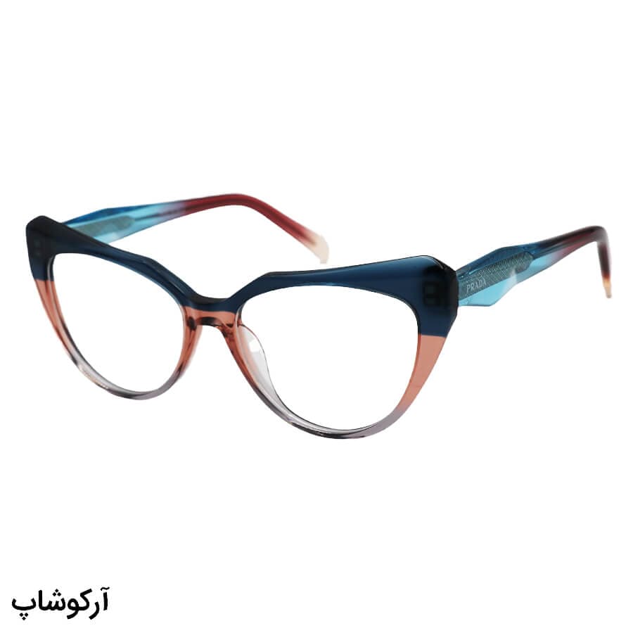 عینک طبی زنانه پرادا با فریم استیت، چند رنگ و چشم گربه ای شکل مدل G6061