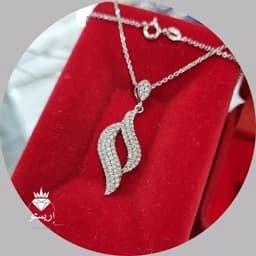 گردنبند نقره مارسا ظریف و شیک با زنجیر دیپلمات 45cm عیار 925 و آبکاری طلاسفید — تصویر ۲