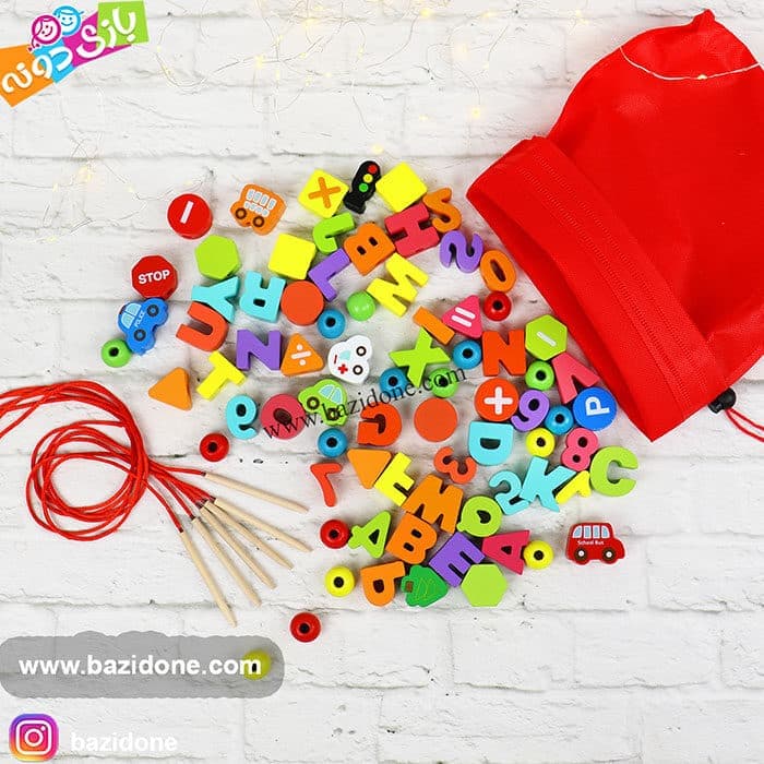 بازی فکری نخ و مهره چوبی حروف و نقلیه — تصویر ۵