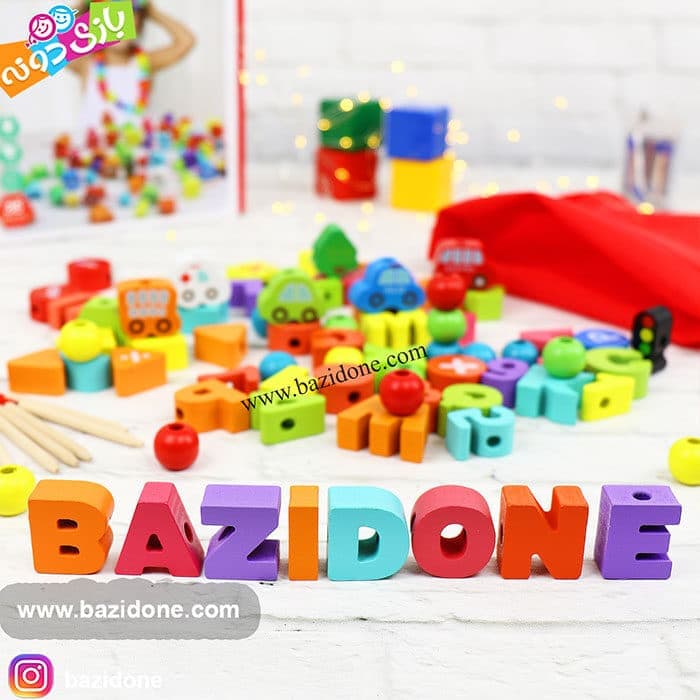 بازی فکری نخ و مهره چوبی حروف و نقلیه — تصویر ۸