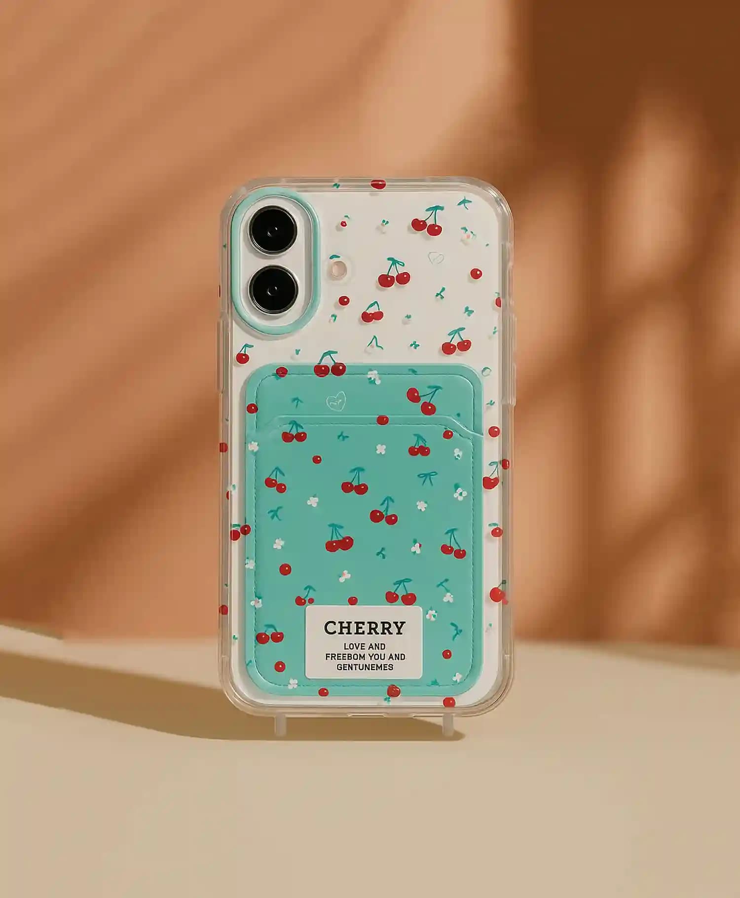 قاب شفاف جاکارتی دار طرح آلبالو گوشی آیفون Iphone 16 — تصویر ۲