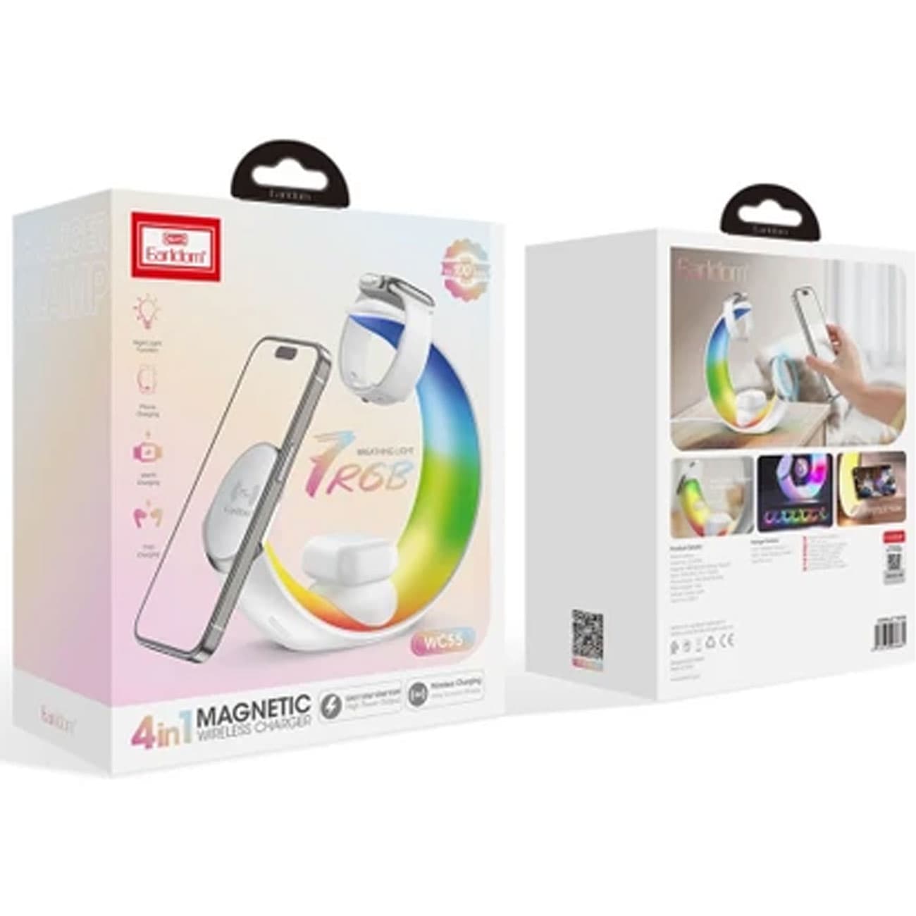 شارژر وایرلس 4 کاره ارلدام Earldom مدل ET-WC55 با توان 15W و نور RGB — تصویر ۵