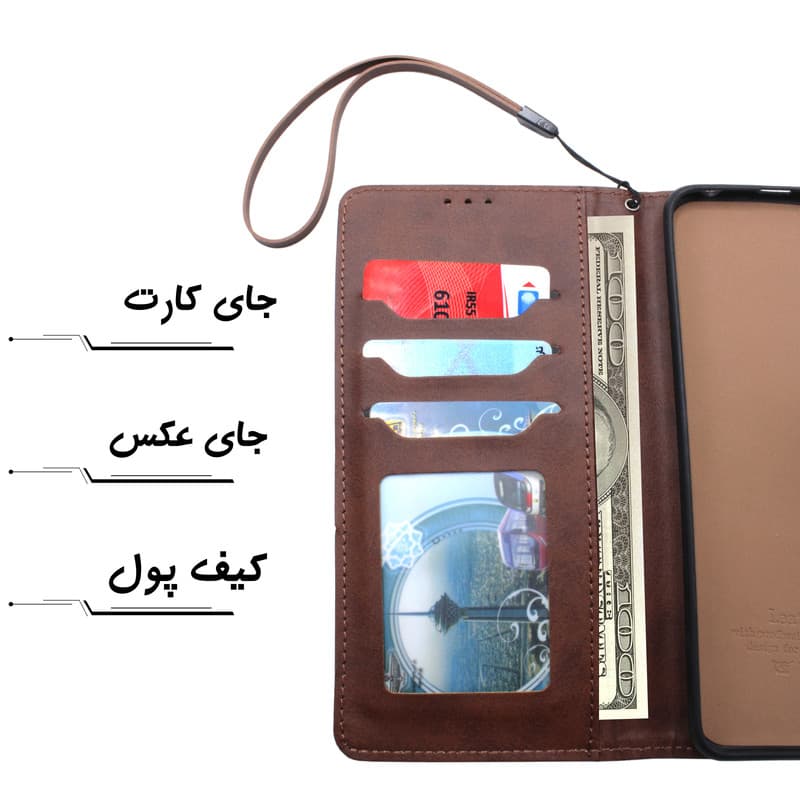 کیف کلاسوری مدل Grise مناسب برای گوشی موبایل سامسونگ Galaxy A73 به همراه بندآویز — تصویر ۵