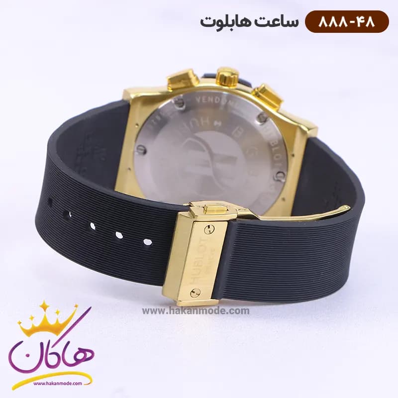 ساعت هابلوت مردانه بند رابر کرنوگراف قاب طلایی 888/48 — تصویر ۵