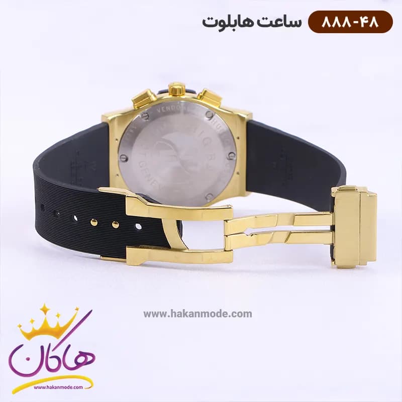 ساعت هابلوت مردانه بند رابر کرنوگراف قاب طلایی 888/48 — تصویر ۳