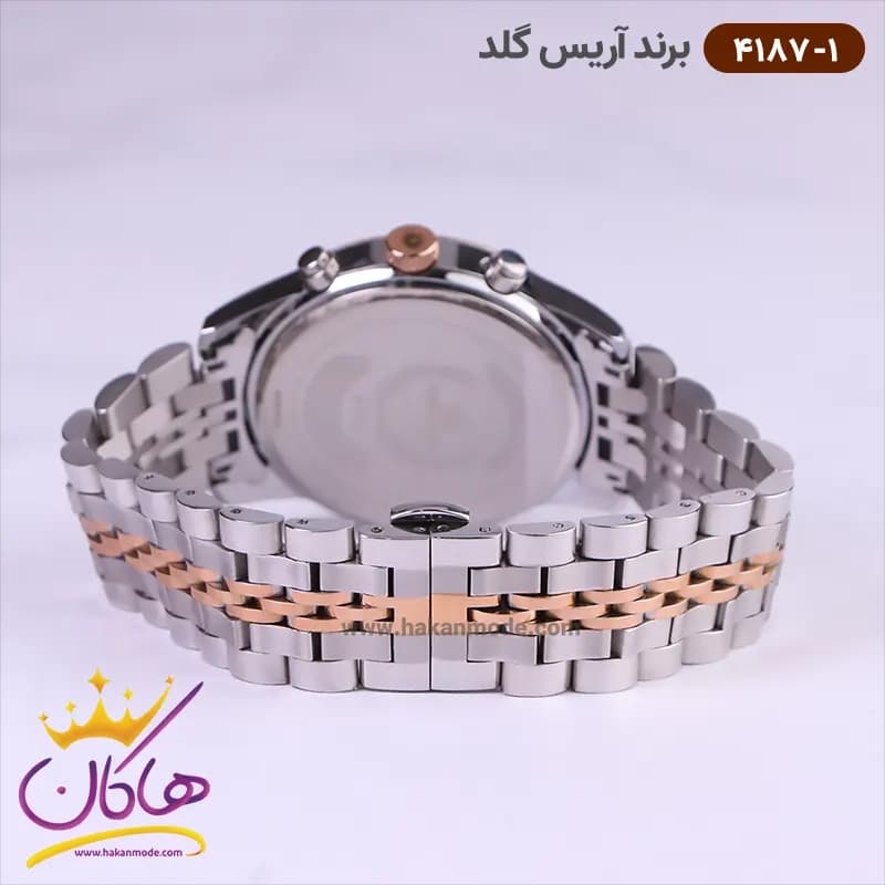 ساعت آریس گلد مردانه فلزی صفحه مشکی کد G4187/1 — تصویر ۴