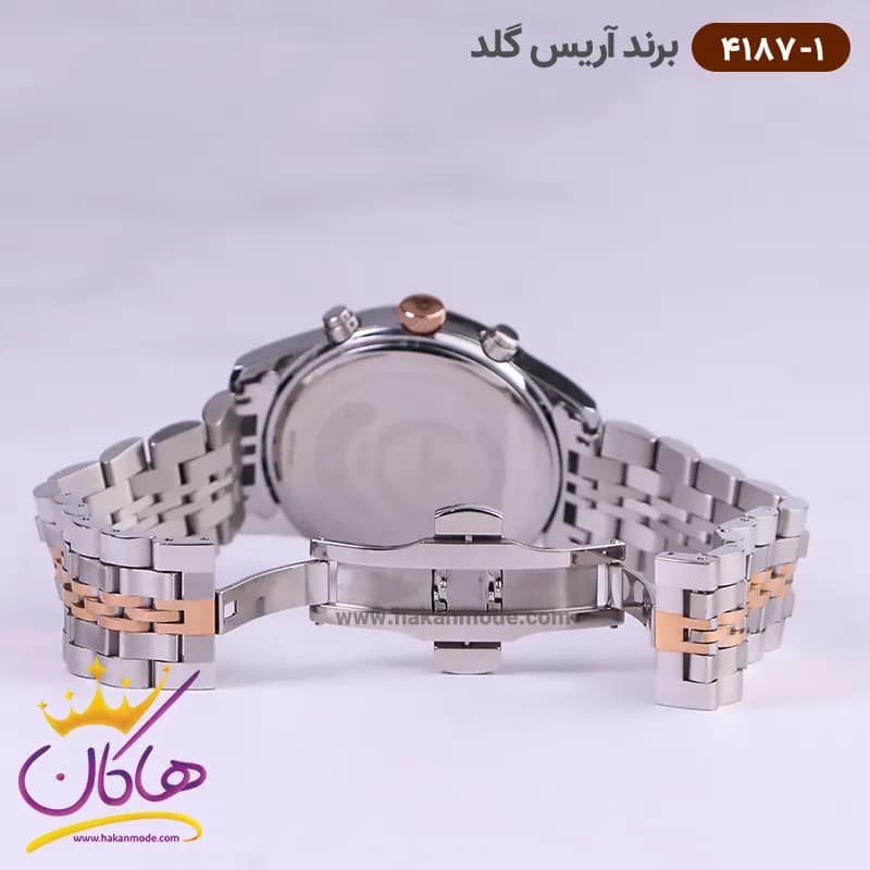 ساعت آریس گلد مردانه فلزی صفحه مشکی کد G4187/1 — تصویر ۳