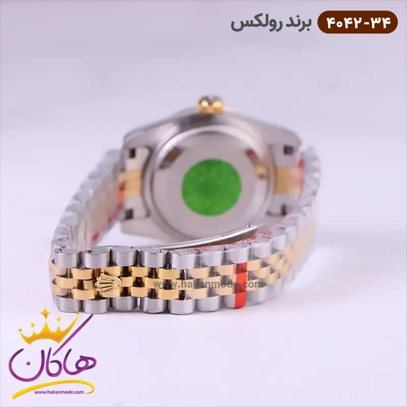 ساعت رولکس زنانه فلزی دیت جاست صفحه مشکی 4042/34 — تصویر ۴