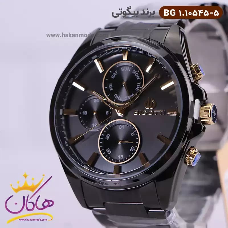 ساعت مچی بیگوتی مردانه فلزی مشکی فول تایم کد BG.1.10545-2 — تصویر ۲