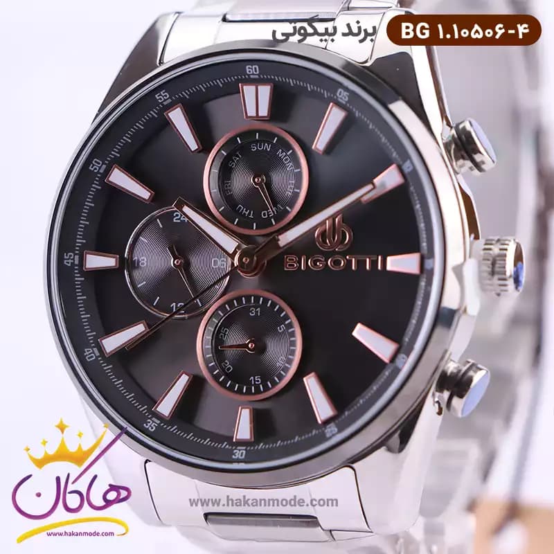 ساعت بیگوتی مردانه فلزی نقره ای فول تایم کد BG.1.10506-4 — تصویر ۲