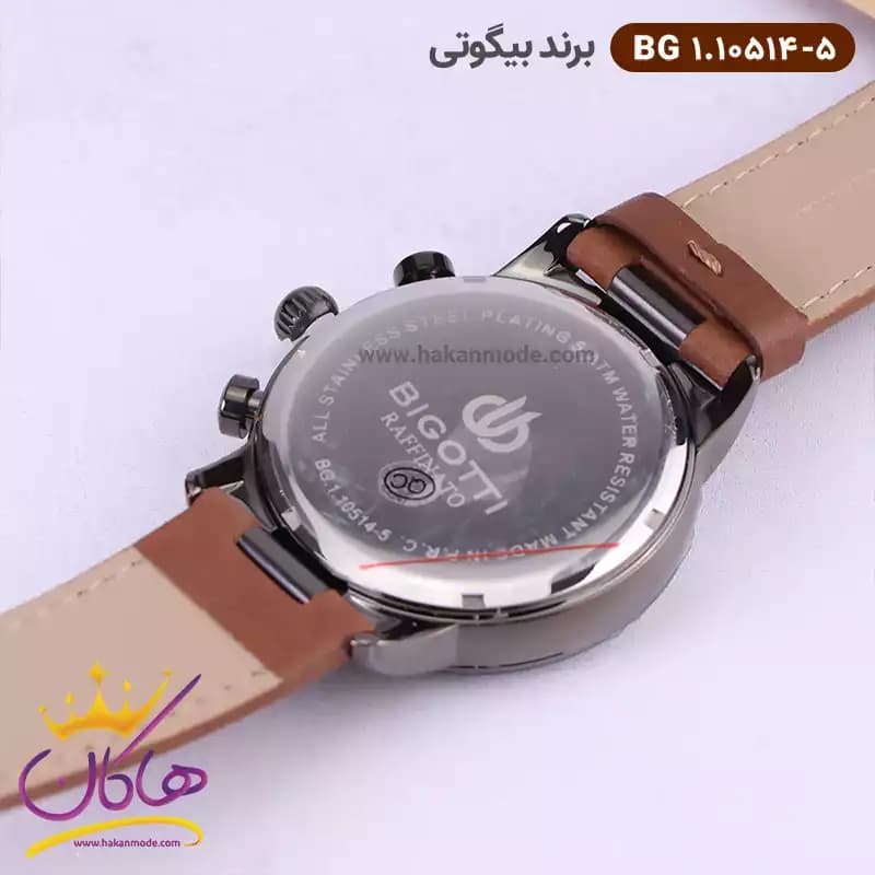 ساعت بیگوتی مردانه بند چرمی قهوه ای فول تایم کد BG.1.10514-5 — تصویر ۳