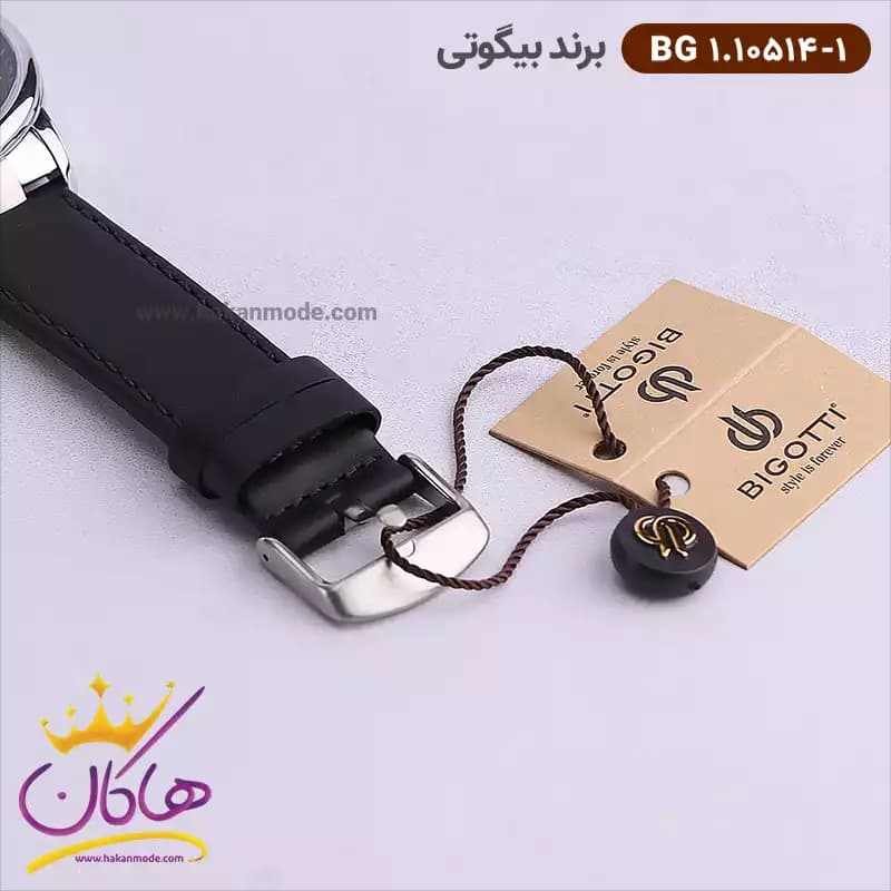 ساعت بیگوتی مردانه بند چرمی مشکی فول تایم کد BG.1.10514-1 — تصویر ۵