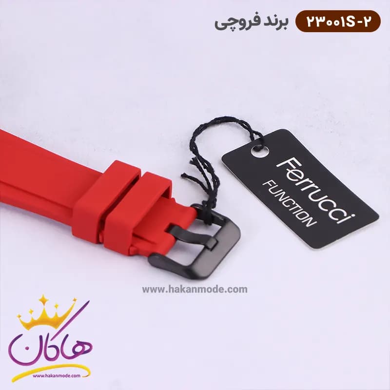 ساعت فروچی مردانه بند رابر قرمز قاب مربع کرنوگراف 23001s/2 — تصویر ۴
